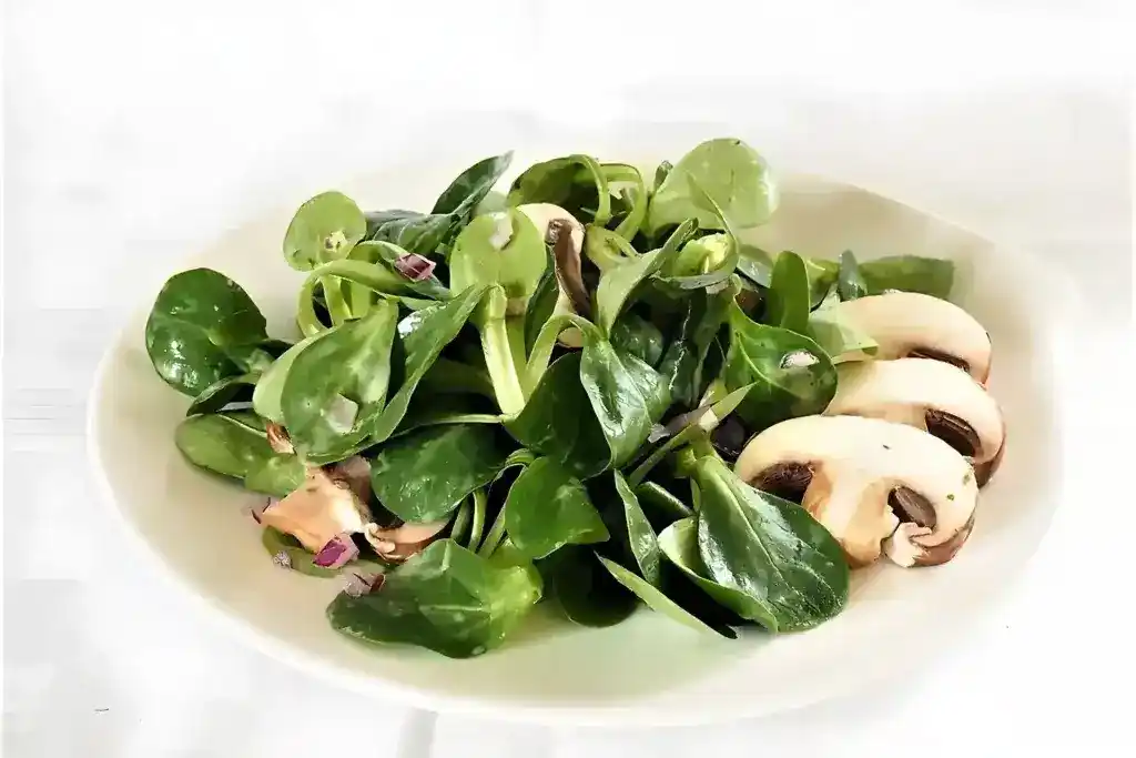 Feldsalat mit Champignons und Meerrettichdressing