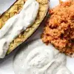 Gebackene Auberginen mit Bulgur-Salat