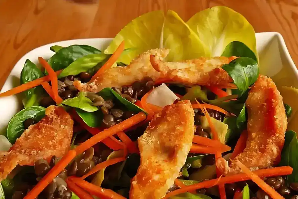 Linsensalat mit geräuchertem Fisch