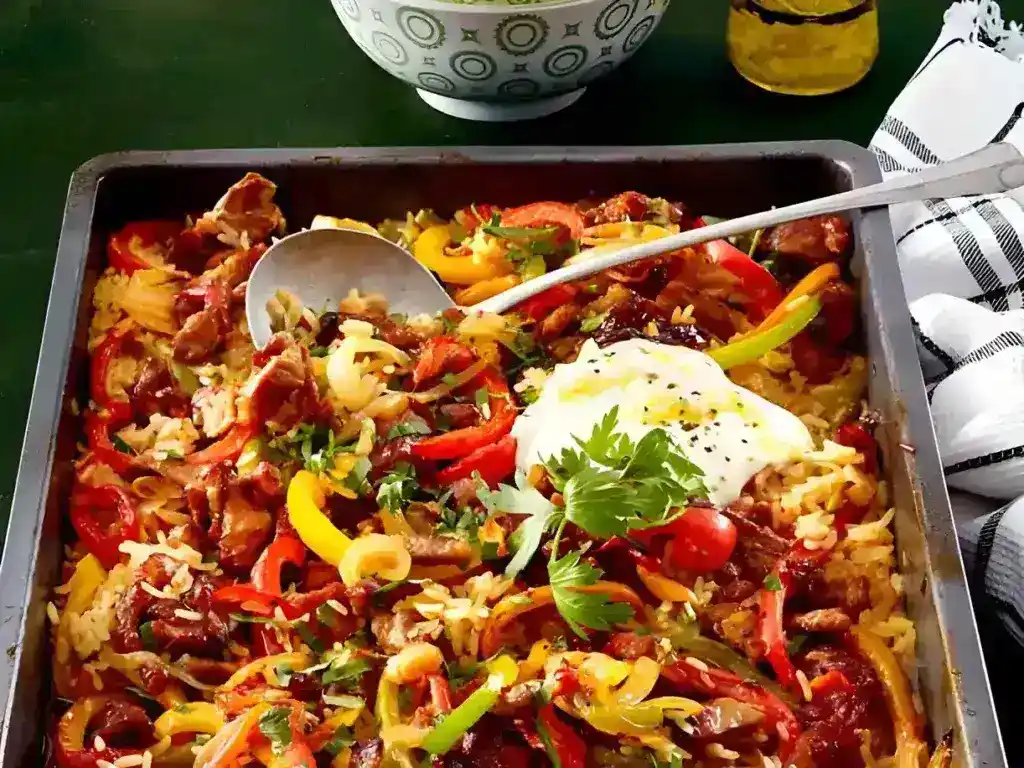 Ofenreisfleisch Rezept “Ein Blech für alle“