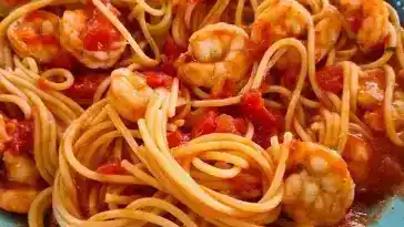 Spaghetti Alfredo mit gebratenen Garnelen result