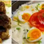 Selbst gemachter Kartoffelsalat und Frikadellen 4x