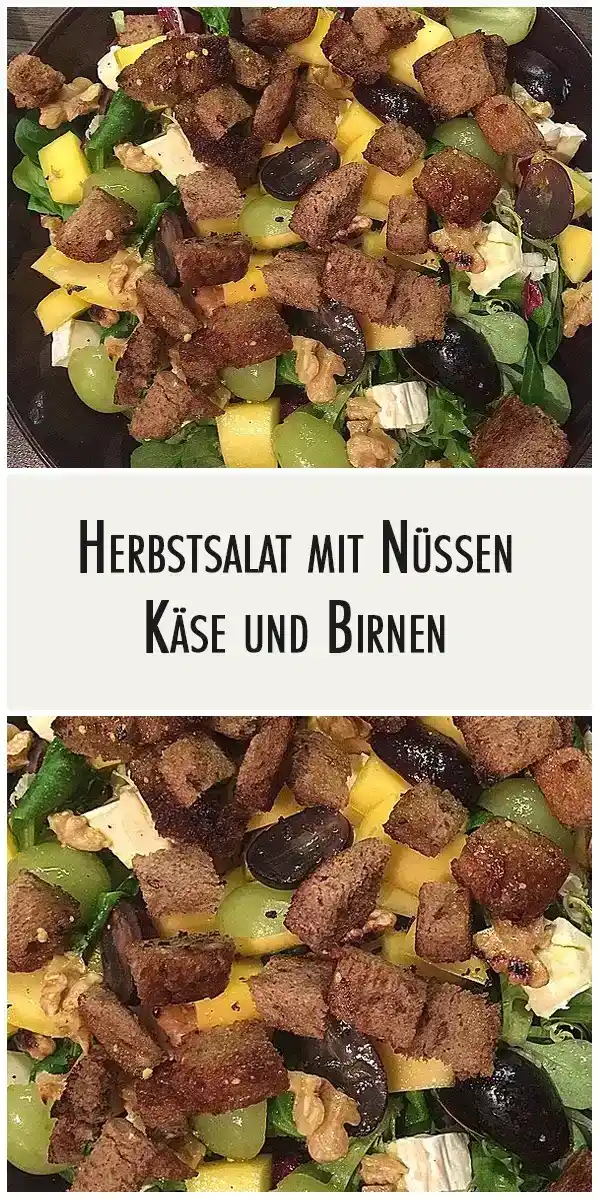 Herbstsalat mit Nüssen, Käse und Birnen 1 Herbstsalat mit gerösteten Süßkartoffeln