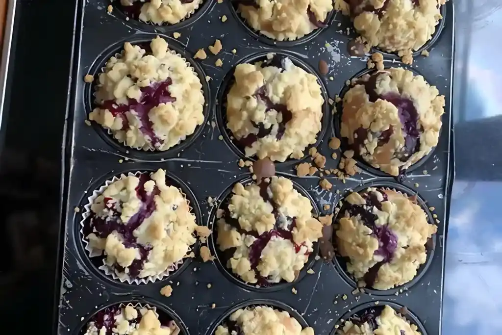 Blaubeermuffins mit Streuseln
