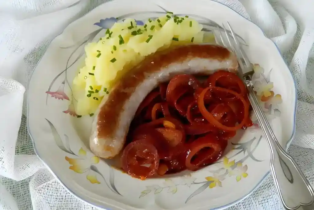 Bratwurst mit paprikazwiebeln