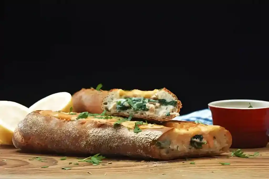 Gefülltes Lachs-Spinat-Baguette