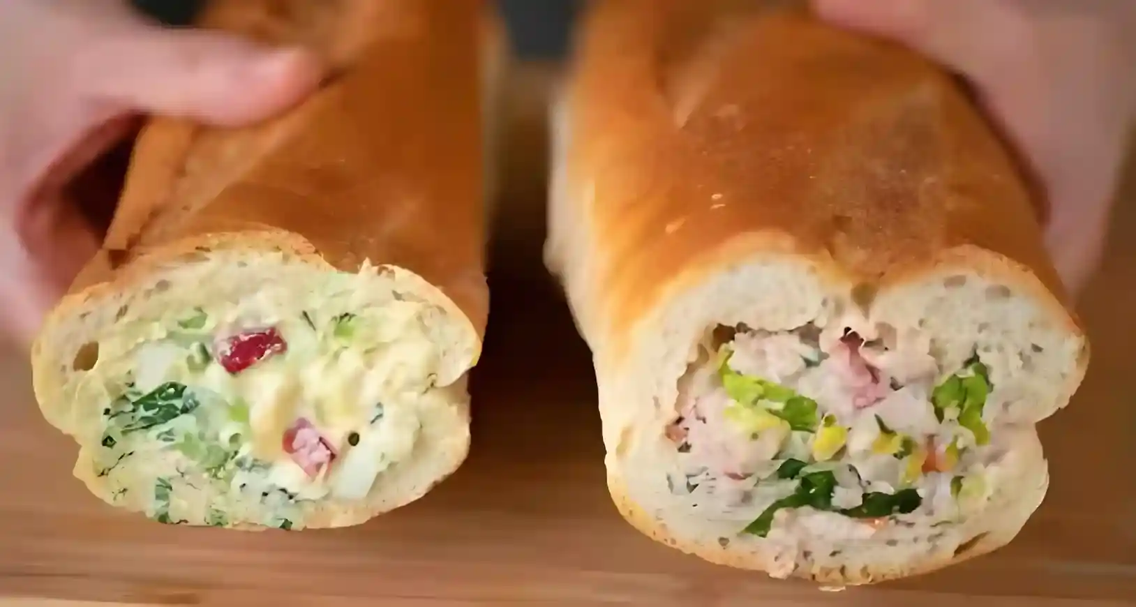 Gefülltes Sandwich Brot zum Frühstück Gefülltes Sandwich Brot zum Frühstück