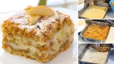Gestreuter Tassenkuchen mit Äpfeln