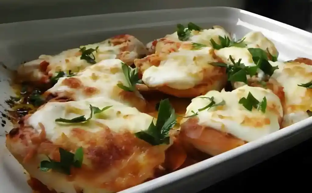 HÄHNCHENBRUST MIT SAURER SAHNE UND KÄSE
