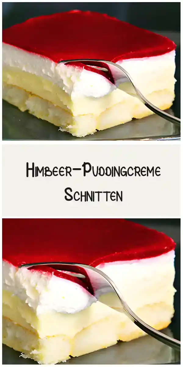 Himbeer-Puddingcreme Schnitten (Kuchen ohne Backen) 1 Himbeer-Puddingcreme Schnitten (Kuchen ohne Backen)