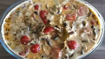 Jagerschnitzel auflauf in sahnesose