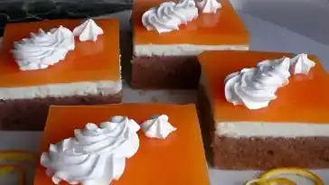 Kakaokuchen mit Quarkcreme und einer Fruchtschicht, einfach nur lecker !