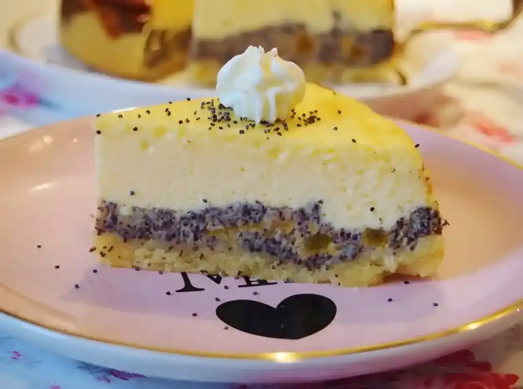 Käsekuchen mit Aprikosen-Mohn-Creme