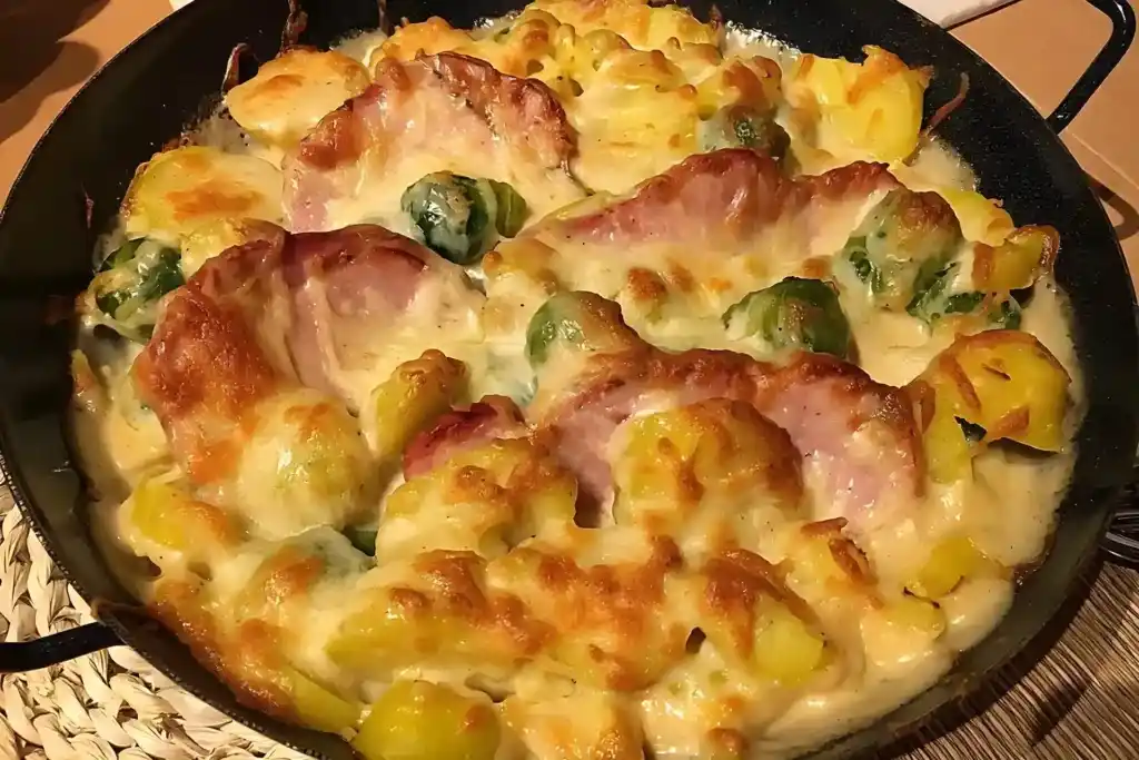 Kasseler-Rosenkohl-Auflauf