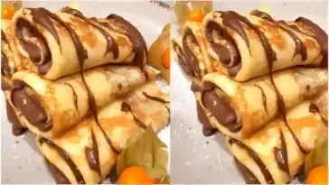 Köstliche Abwechslung Pfannkuchen mit Nutella-Füllung