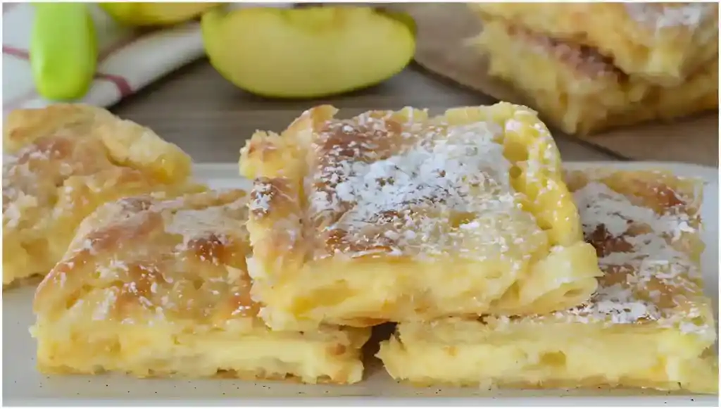 Leckere Apfelpudding Schnitten