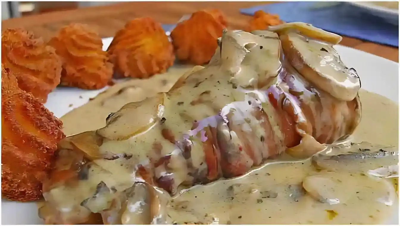 Lende im Speckmantel mit Champignons