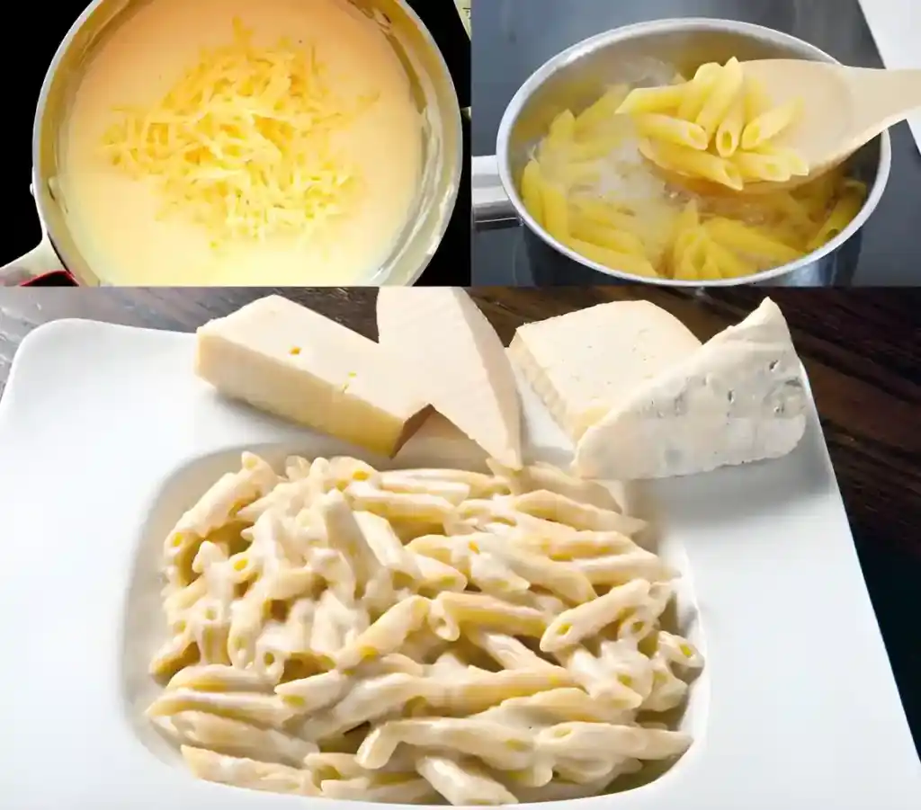 Nudeln in cremiger Knoblauch Käsesauce