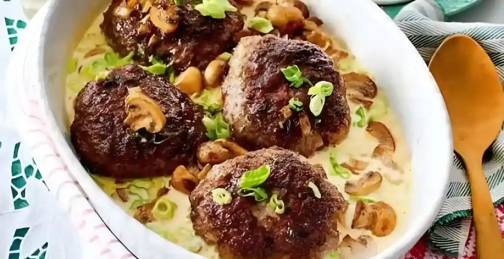 Ofenfrikadellen in Champignon Rahm