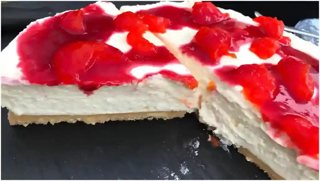 Ohne Backen Philadelphia Torte Mit Maracuja Gelee und Himbeersoße
