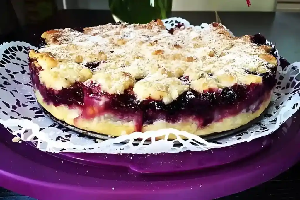 Peach Blueberry Pie with Pecan Crumb Topping