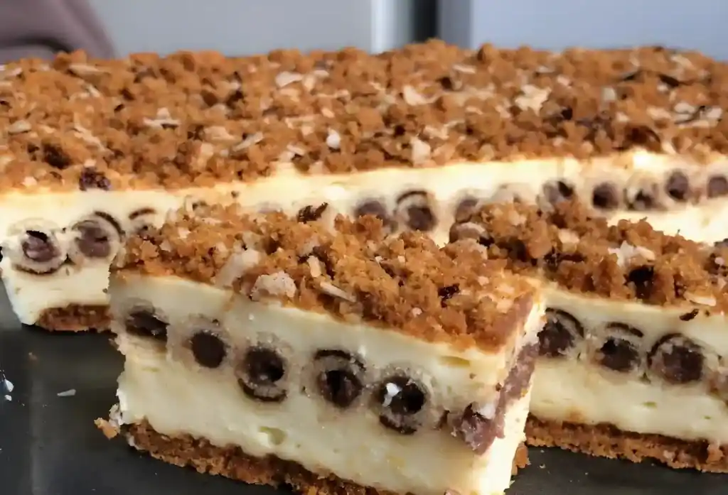 Puddingkuchen mit Schoko-Waffelröllchen