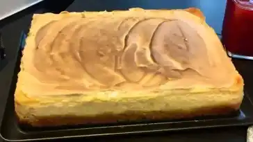 Quarkkuchen vom Blech mit Vanillepudding