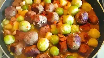 ROSENKOHLGRATIN MIT HACKFLEISCHKUGELN, SUPER LECKER !