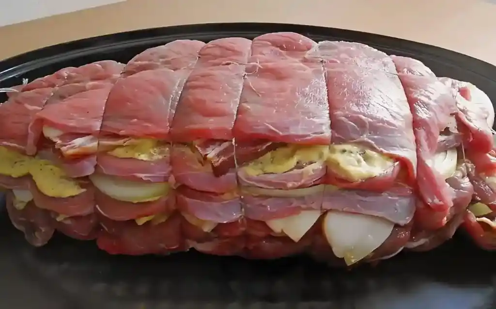 Schichtbraten in senfsauce mit feta ein super rezept