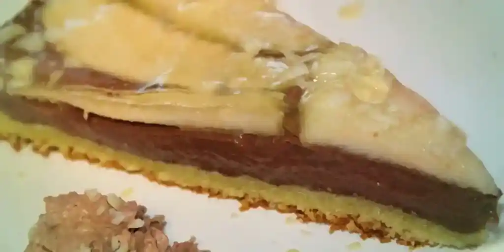 Birnenkuchen in Schokopudding