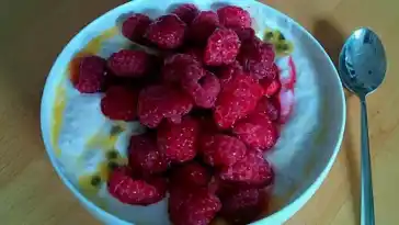 Himbeer Quark mit Apfel Leinsamen und Goji Beeren W2xEX 4x 2n