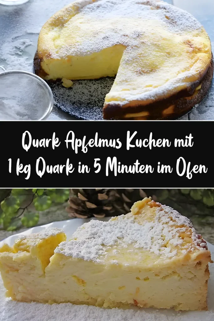 Apfelmus – Quark – Kuchen 1 Quark Apfelmus Kuchen mit 1 kg Quark in 5 Minuten im Ofen