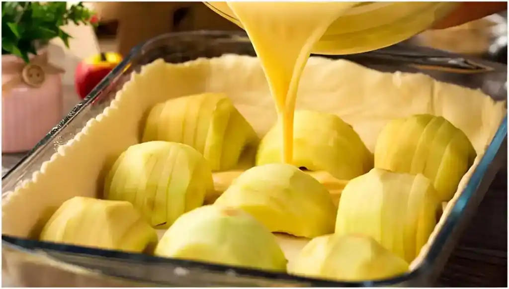 Apfelkuchen mit Vanillepudding