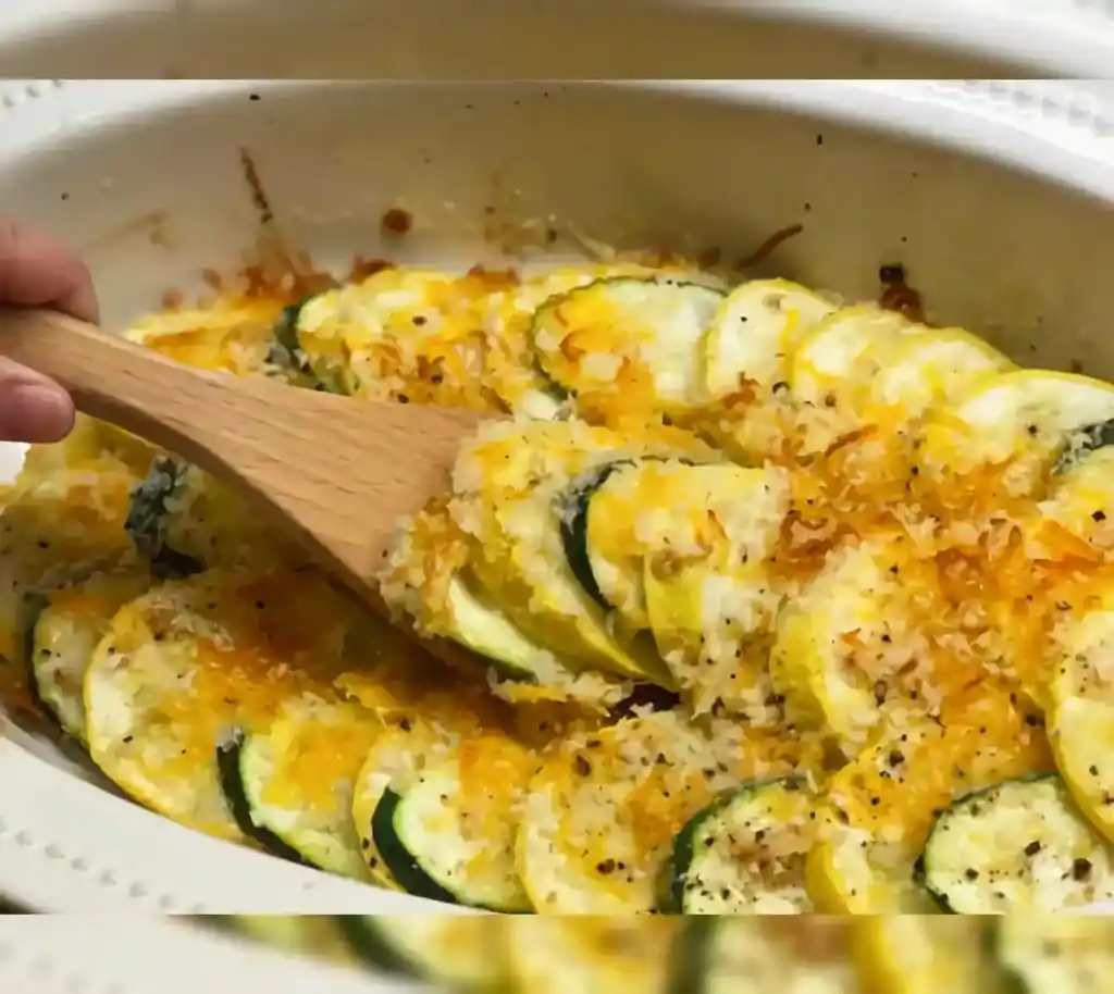Auflauf mit Tomaten, Zucchini und Käse überbacken