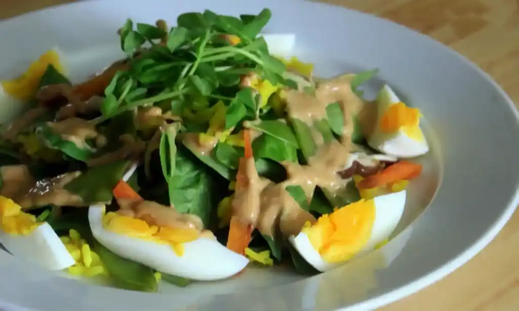Indonesischer Salat mit Ei und Erdnussdip