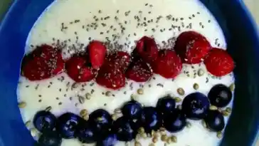 Lecker Low Carb Mandel Fruehstuecksbrei vegan W2xEX 4x 2n