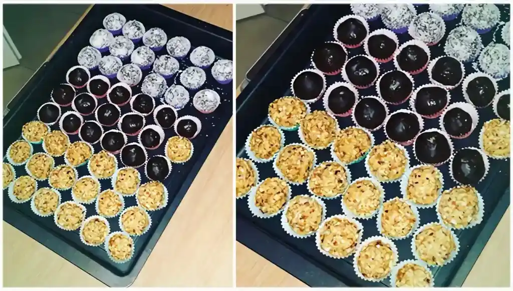 Raffaelo und zartbitter Kugel sind aus der selben Maße hergestellt