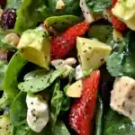 Salat mit Avocado, Gorgonzola und Erdbeeren