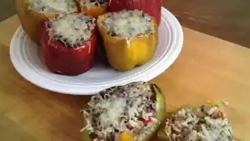 Gefüllte Champions und Paprika vom Grill
