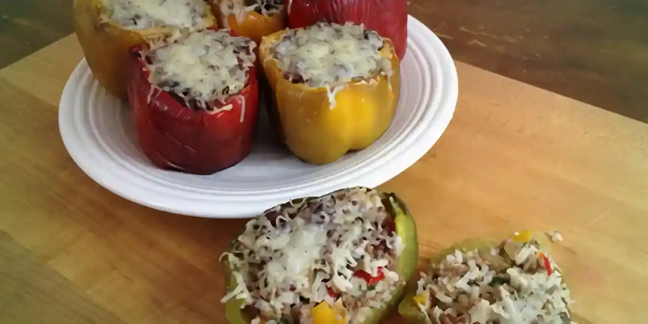 Gefüllte Champions und Paprika vom Grill