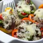 Käsesteak mit gefüllten Paprikaschoten