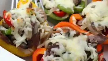 Käsesteak mit gefüllten Paprikaschoten