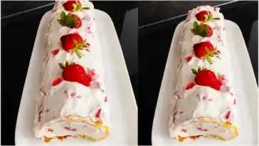 Leckere Nascherei ohne schlechtes Gewissen Low Carb Biskuitrolle mit Erdbeer-Sahne-Füllung