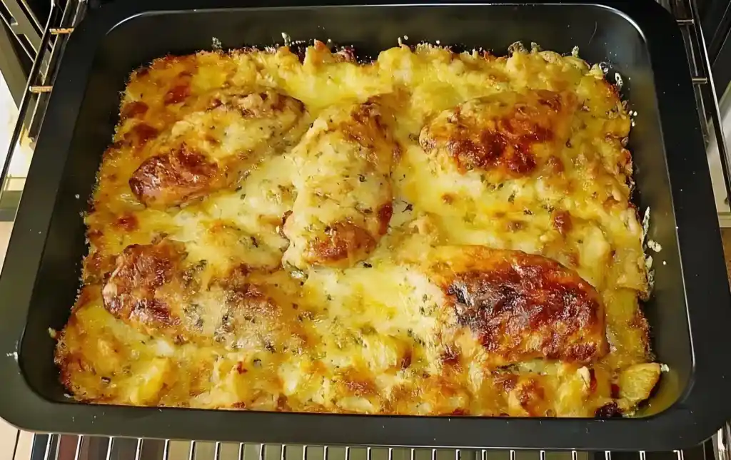 Schnitzel mit Bratkartoffel & Gouda überbacken