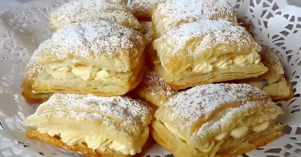 Blätterteigschnitten mit Paradiescreme