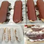 Falsche Eclairs mit Schlagsahne und Schokolade
