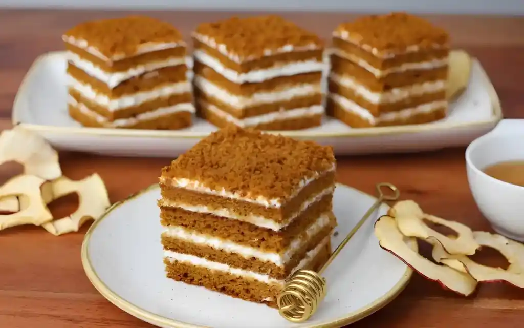 Fantastische Marlenka Honigtorte mit Saurer-Sahne-Creme – ohne mühsames Ausrollen