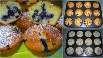 Hier ist ein einfaches Rezept für Blaubeermuffins mit weißerSchokolade