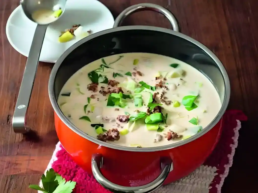 Lauch-Hackfleisch-Suppe