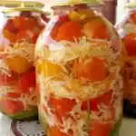 eingemachter Tomaten-Möhren-Weißkohl-Salat
